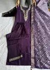 Si 356 Roman Silk Embroidery Work Kurti With Bottom Dupatta